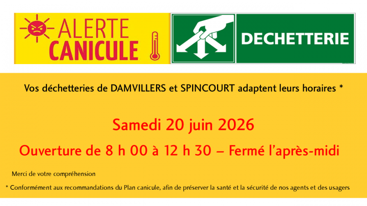 info changements horaires déchèteries 18 06 26